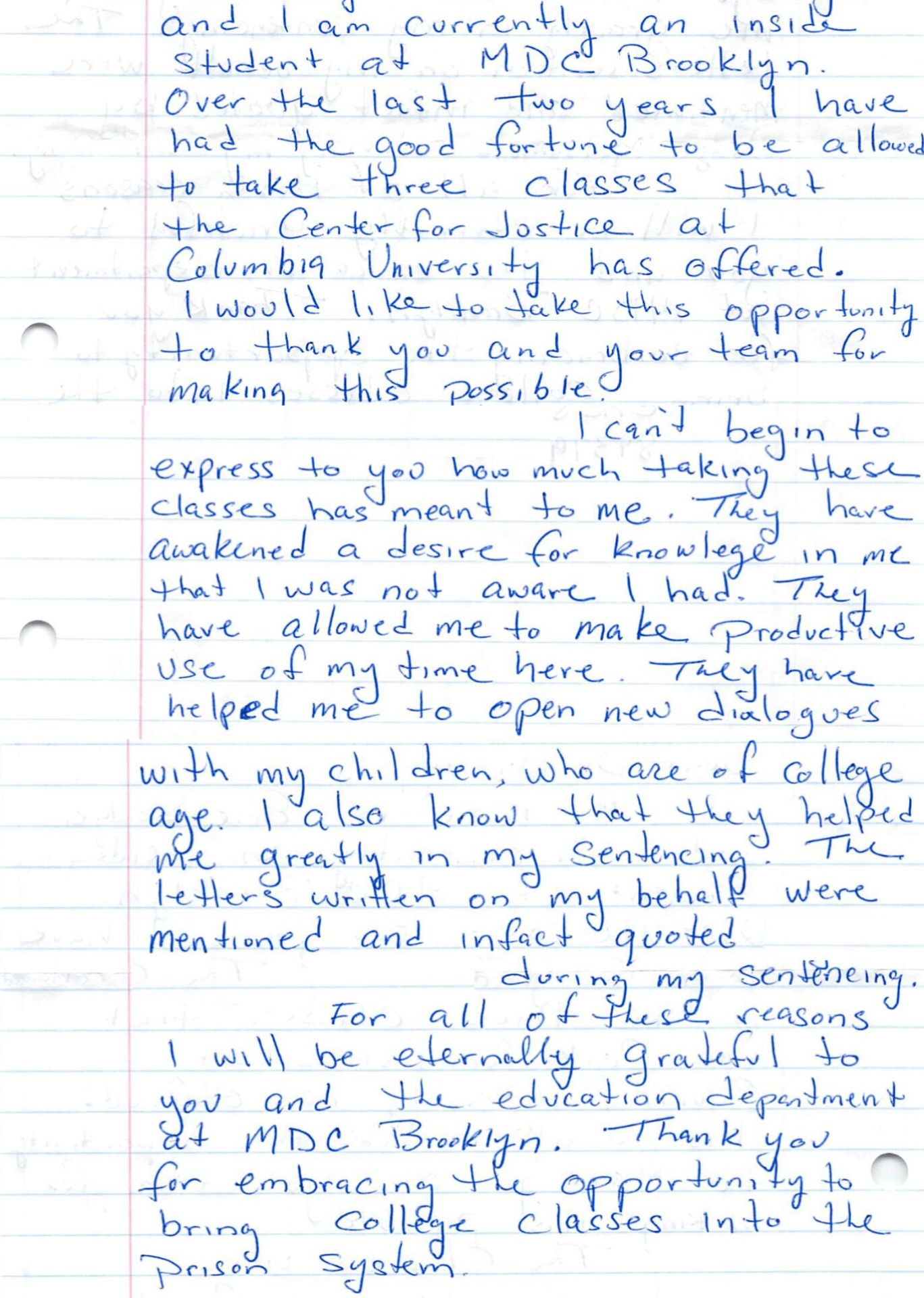 letter from student